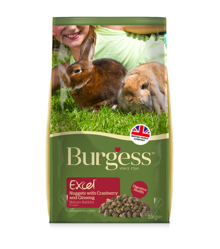 Burgess Excel Mature Rabbit Nuggets with Cranberry & Ginseng 2kg Bag
